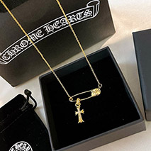 クロムハーツ 偽物 ネックレス CHクロス 22K セーフティピン ゴールド Kub13317
