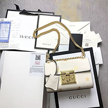 グッチスーパーコピー Padlock ビー&スター レザースモールショルダーバッグ 432182 DJ2LG 8711