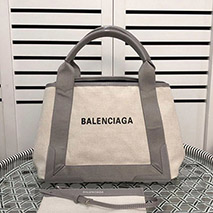 バレンシアガ 偽物 ネイビーカバス S トート ベージュ×グレー bab91597