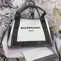 バレンシアガ 偽物 ネイビーカバス S トート ホワイト×ブラック bal15429