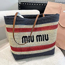 ミュウミュウ コピー ラフィアxコットン トートバッグ mys32015