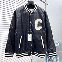セリーヌ コピー テディ ロゴ アップリケ レザー ボンバー ジャケット vup19938