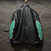 クロムハーツ コピー フローラルクロス レザージャケット Blk×Grn Kue10837