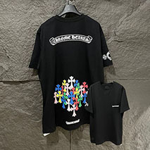 クロムハーツ 偽物 スクロール マルチカラー カラフル クロス Tシャツ Kuv70305