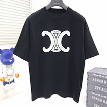 セリーヌ 偽物 トリオンフ Tシャツ コットン ブラック Cen24781