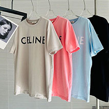 セリーヌ 偽物 コットン Tシャツ ロゴ 4色 Cen43902