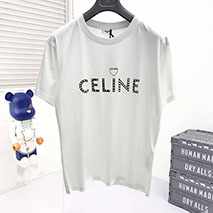 セリーヌ 偽物 アーティストプリント Tシャツ コットン ホワイト Cec87975