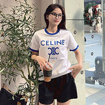 セリーヌ 偽物 PARIS トリオンフ Tシャツ コットンジャージー ブルー Cet05823