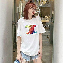 セリーヌ 偽物 トリオンフ ロゴ オーバーサイズ Tシャツ ホワイト Cen62027