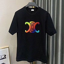 セリーヌ 偽物 トリオンフ ロゴ オーバーサイズ Tシャツ ブラック Ces29773