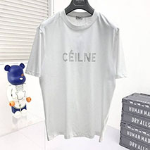 セリーヌ 偽物 ルーズ Tシャツ コットン ホワイト Cek79458