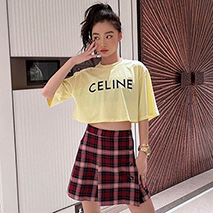 セリーヌ スーパーコピー クロップド Tシャツ イエロー 2X761671Q_11LK
