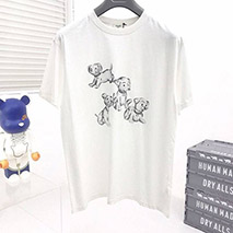 セリーヌ 偽物 アーティストプリント ルーズTシャツ コットン ホワイト Cec61526