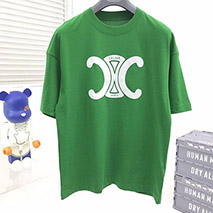 セリーヌ 偽物 トリオンフ Tシャツ コットン グリーン Cee02759