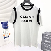 セリーヌ スーパーコピー パリ ボクシーTシャツ コットン ブラック&ホワイト Cev71778