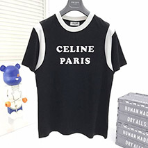セリーヌ スーパーコピー パリ ボクシーTシャツ コットン ホワイト&ブラック Cew26552