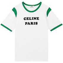 セリーヌ コピー パリ ボクシーTシャツ コットン グリーン&ホワイト Cec31108