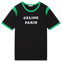 セリーヌ コピー パリ ボクシーTシャツ コットン グリーン&ブラック Cer59561