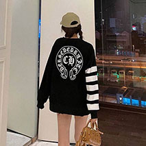 クロムハーツ 偽物 ロングＴシャツ ホースシュー スター ブラック Kuv31525