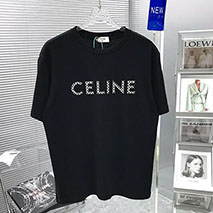 セリーヌ スーパーコピー Tシャツ ルーズ フロント スタッズロゴ コットン Ces89828