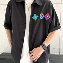 ルイヴィトン 偽物 半袖シャツ ブラック vuv18261
