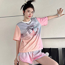 ルイヴィトン 偽物 グラディエントLVサークルTシャツ 上下セット vuz42070