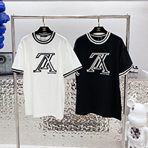 ルイヴィトン 偽物 Tシャツ パロディ トップス ブラック/ホワイト vuw84767