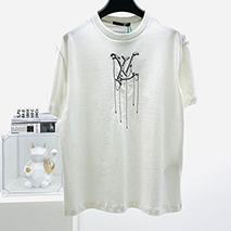 ルイヴィトン 偽物 Tシャツ パロディ メンズS フローティング LV プリンテッド vub75982