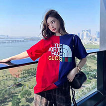 グッチ×ノースフェイス スーパーコピー パッチワーク クルーネック Tシャツ guh27350