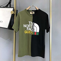 グッチ×ノースフェイス 偽物 パッチワーク クルーネック Tシャツ guv78107