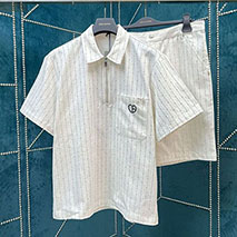 ディオール 偽物 ホワイトコットンデニム Tシャツ 上下セット dek11725
