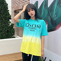 ディオール スーパーコピー グラデーション ロゴ コットン Tシャツ dek47597