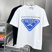 プラダ コピー シンプル 刺繍ロゴ コットン Ｔシャツ 2色 pue33533