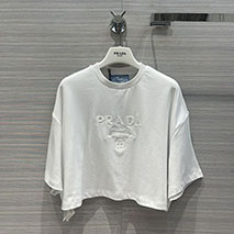 プラダ スーパーコピー 刺繍入り ジャージー Tシャツ パロディ 半袖☆送料込 puj71082