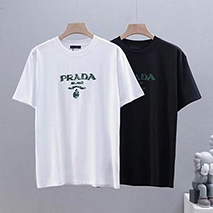 プラダ スーパーコピー シンプル 刺繍ロゴ コットン Ｔシャツ 2色 puu61170