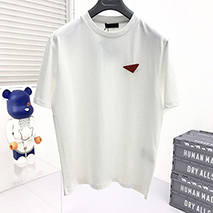 プラダ スーパーコピー コントラストトライアングル ロゴ コットンTシャツ ホワイト pux55313