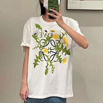ロエべ アナグラム コットン フラワー ティー刺しゅう Tシャツ H526Y22X70