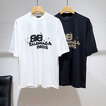 バレンシアガ スーパーコピー HAND DRAWN BB ICON Tシャツ 2色 bab68188