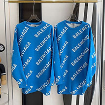 バレンシアガ 偽物 Allover Logo セーター ニットウェア ブルー baw08185