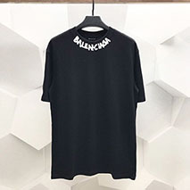 バレンシアガ コピー ネックラインにプリントロゴ Tシャツ bah41762