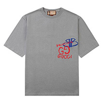 グッチ バレンシアガ スーパーコピー コラボ ロゴ グレーTシャツ gut65335