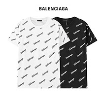 バレンシアガ 偽物 クルーネックロゴ Tシャツ 2色 bas99802