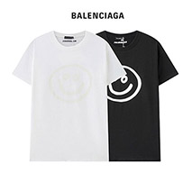 バレンシアガ コピー スマイリープリント Tシャツ 2色 bar71195