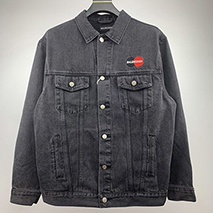 バレンシアガ 偽物 UNIFORM デニム ロゴジャケット ブラック 620730TBP471105