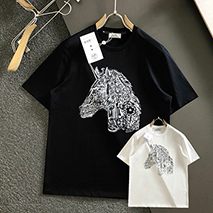 エルメス 偽物 半袖 Tシャツ H刺繍 コットン 2色 erg56341
