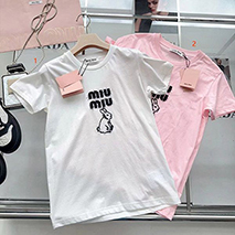 ミュウミュウ スーパーコピー 刺繍入りコットンTシャツ myl63098