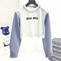 ミュウミュウ スーパーコピー クリスタル クロップドコットンTシャツ MJL8161V6FF0009