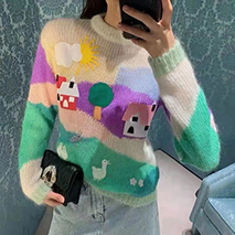 ミュウミュウ コピー オーバーサイズロゴモヘアセーター myk82366