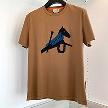 エルメス コピー レザーパッチロゴ コットン Tシャツ パロディ eru71014