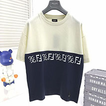 フェンディ コピー クルーネックロゴジャージー Tシャツ fez31674